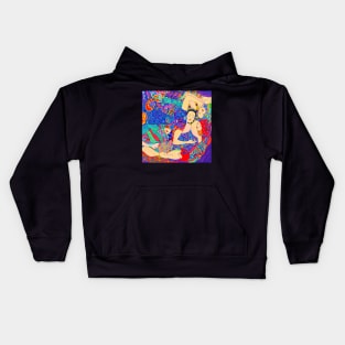 Neo Pop Art version of Gustav Klimt's Maidens Kids Hoodie